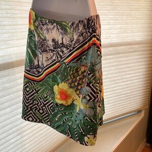 Lucky in Love Asymmetrical Skirt with Tropical Print
